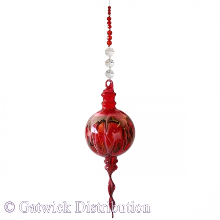 Painted Bauble - Shape 518 - Red - beaded