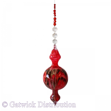 Painted Bauble - Shape 525 - Red - beaded