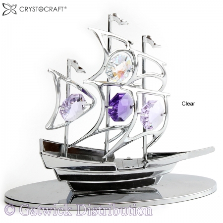 SPECIAL - Crystocraft Sailboat - Ship - Silver