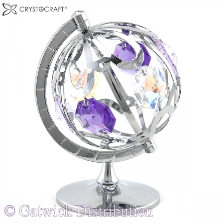 SPECIAL - Crystocraft Mini Spinning Globe - Silver