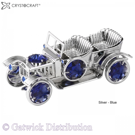 SPECIAL - Crystocraft Vintage Car - Silver - Blue