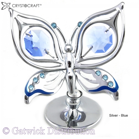 SPECIAL - Crystocraft Ulysses Butterfly - Silver - Blue