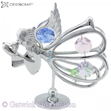 SPECIAL - Crystocraft Graceful Angel with Heart - Silver