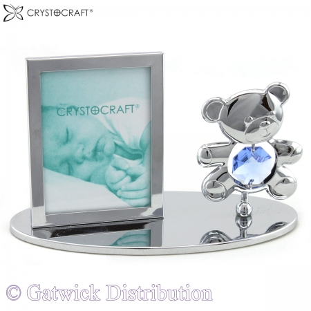 SPECIAL - Crystocraft Photo Frame - Teddy Bear - Blue