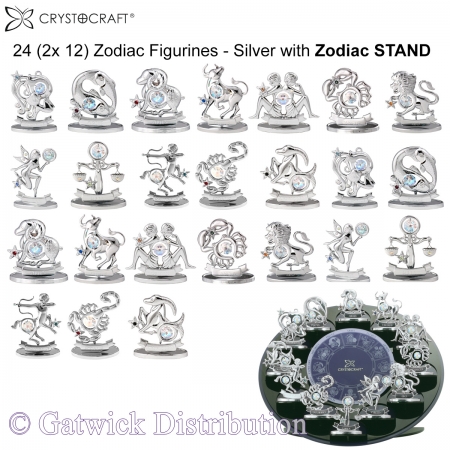 Crystocraft Zodiac - Silver - 24 pc set - incl. 1 FREE STAND