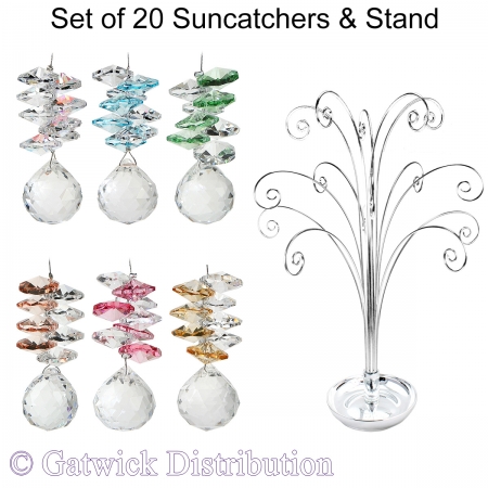Mini Pastel Sphere Suncatcher - Set of 20 with FREE Stand