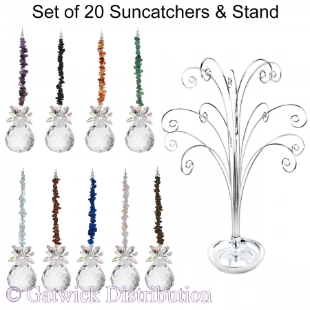 Gem-Chip on 30mm Sphere Suncatcher - Set of 20 with FREE Stand