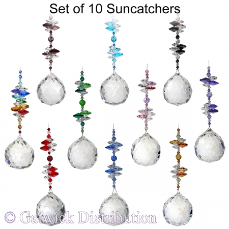 Crystal Sphere - Beaded Long Suncatcher - Set of 10