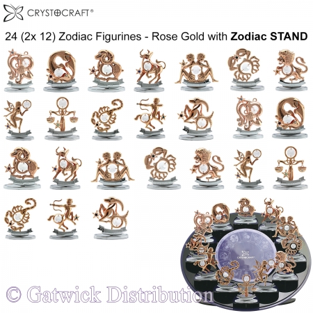 Crystocraft Zodiac - Rose Gold - 24 PCE Set - incl. 1 FREE STAND