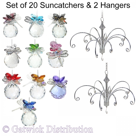 Dragonfly Sphere Suncatcher - Set of 20 with 2 FREE Hangers