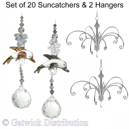 Dolphin Charm Suncatcher - Set of 20 with 2 FREE Hangers