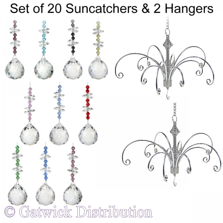 Mini Beaded Sphere Suncatcher - Set of 20 with 2 FREE Hangers