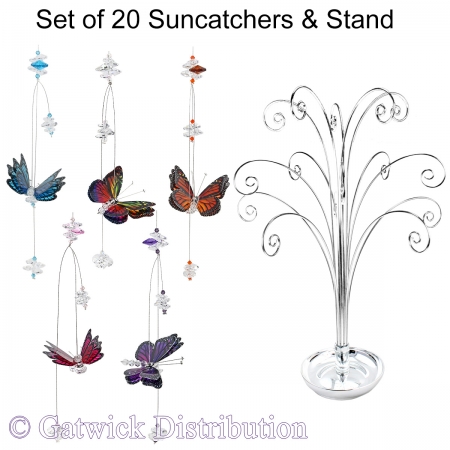 Tropical Butterfly Suncatcher - Set of 20 with FREE Stand