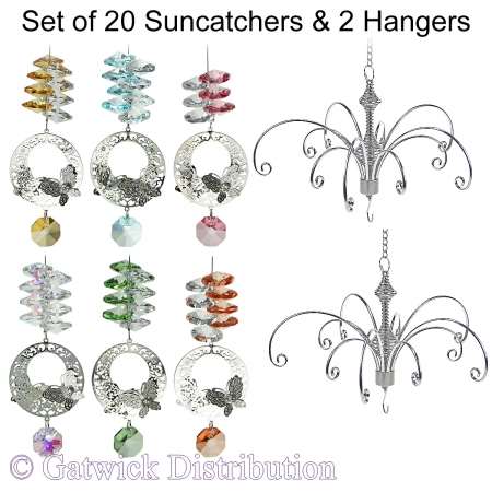 Mini Butterfly Filigree Suncatcher - Set of 20 with 2 FREE Hangers