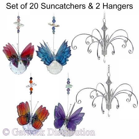 Butterfly on Sphere Suncatcher - Set of 20 with 2 FREE Hangers