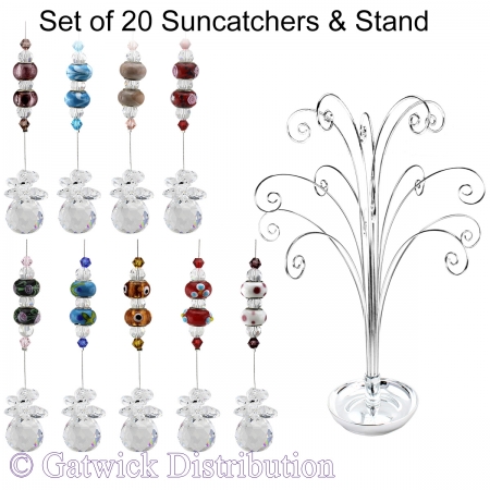 Crystal Delight Suncatcher - Set of 20 with FREE Stand