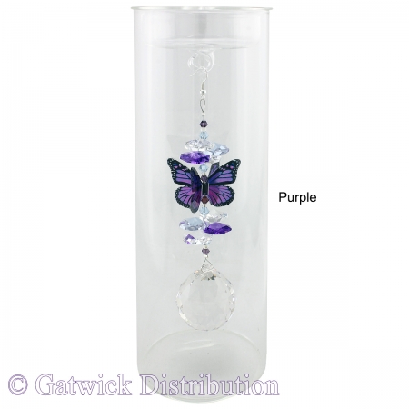 20cm Candleholder with Suncatcher - Clear Top - Purple