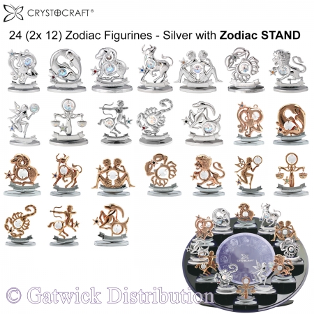 Crystocraft Zodiac - 24 PCE Mixed Set - incl. 1 FREE STAND