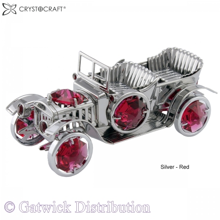 SPECIAL - Crystocraft Vintage Car - Silver - Red