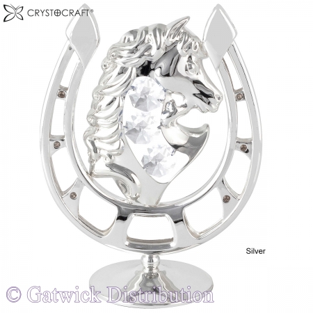 SPECIAL - Crystocraft Horseshoe with Horse Head - Silver