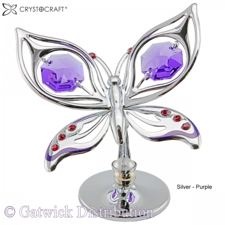 SPECIAL - Crystocraft Ulysses Butterfly - Silver - Purple