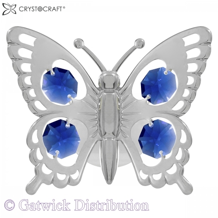 SPECIAL - Crystocraft Swallow Tail Butterfly - Suction Cup - Silver-Blue