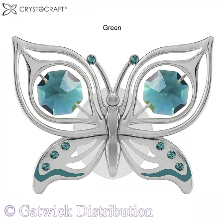 SPECIAL - Crystocraft Orchid Butterfly - Suction Cup - Silver-Green