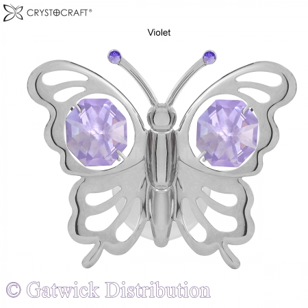 SPECIAL - Crystocraft Mini Butterfly - Suction Cup - Silver-Violet