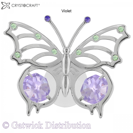 SPECIAL - Crystocraft Angelwing Butterfly - Suction Cup - Silver-Violet/Mix