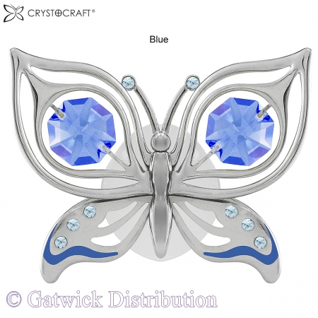 SPECIAL - Crystocraft Orchid Butterfly - Suction Cup - Silver-Blue