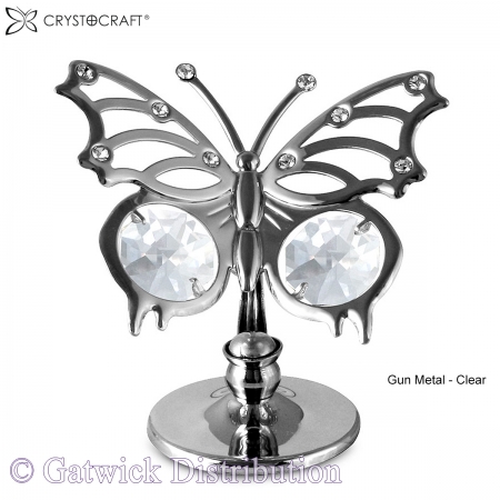 SPECIAL - Crystocraft Mini Angelwing Butterfly - Gun Metal - Clear