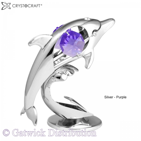 SPECIAL - Crystocraft Surfing Dolphin - Silver - Purple