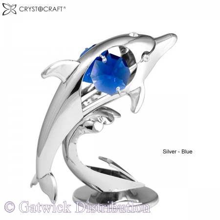 SPECIAL - Crystocraft Surfing Dolphin - Silver - Blue