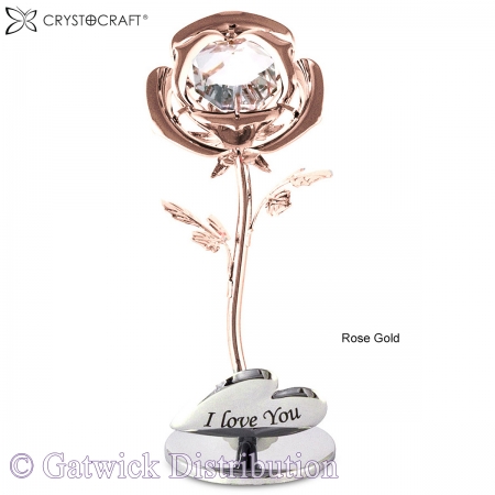 SPECIAL - Crystocraft Mini Rose with Heart - I love you - Rose Gold
