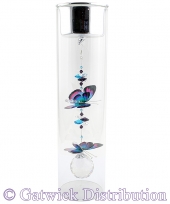 30cm Candleholder with Suncatcher - Silver Top - Double Butterflies - Blue/Purple