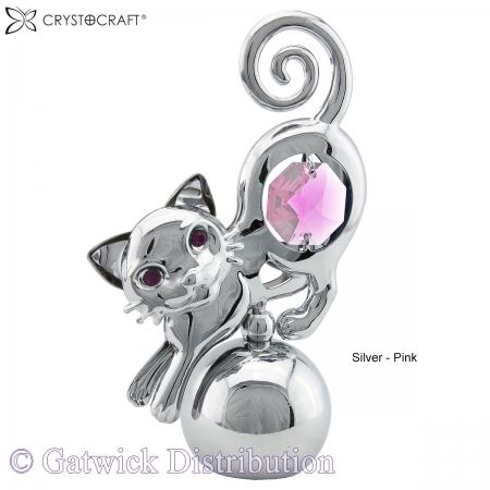 SPECIAL - Crystocraft Cat - Silver - Pink
