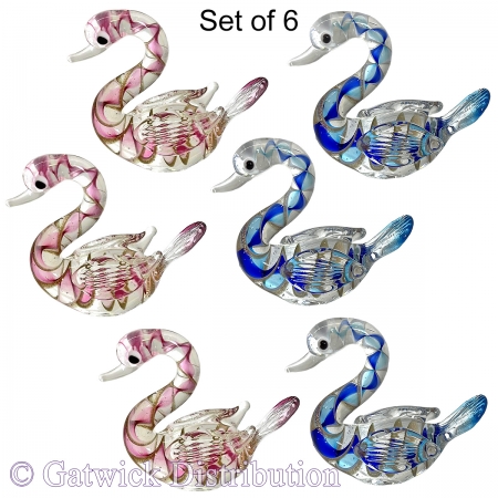 Glass Swans - Set of 6