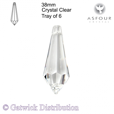 SPECIAL - Asfour Point - 38mm - Crystal Clear - Tray of 6