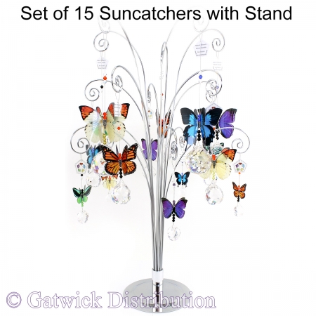 Butterfly Suncatcher Collection - Set of 15 with Stand