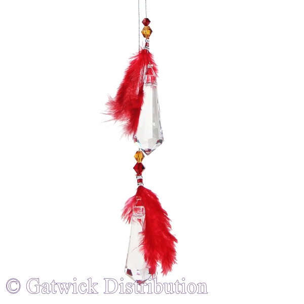 Charm with Feathers - Red