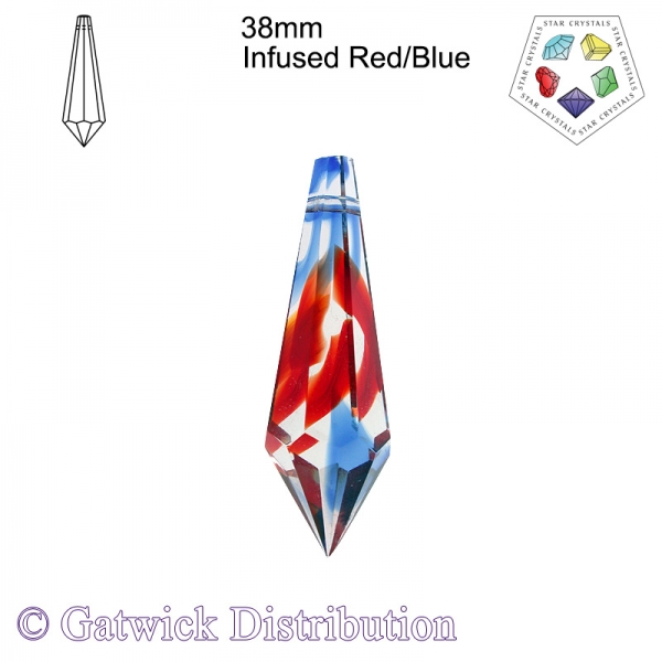 Star Crystals Point - 38mm - Infused Red/Blue