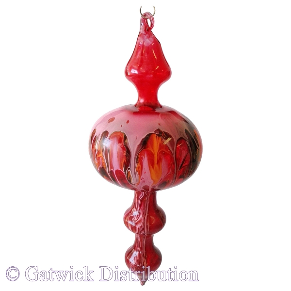 Painted Bauble - Shape 516 - Red - beaded