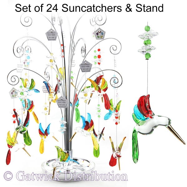 SPECIAL - Rainbow Hummingbird - set of 24 incl. FREE STAND