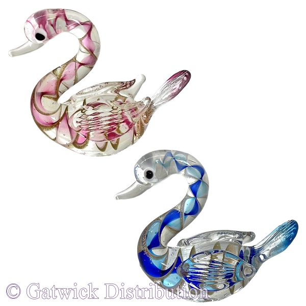 Glass Swans - Set of 6