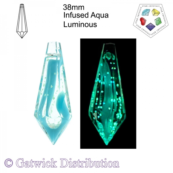 Star Crystals - Point - 38mm - Aqua - Luminous