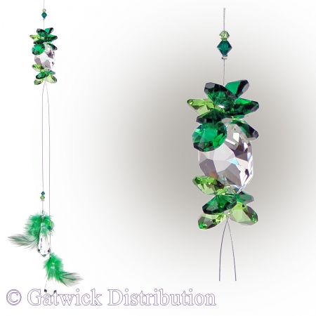 Charm with Feathers - Green