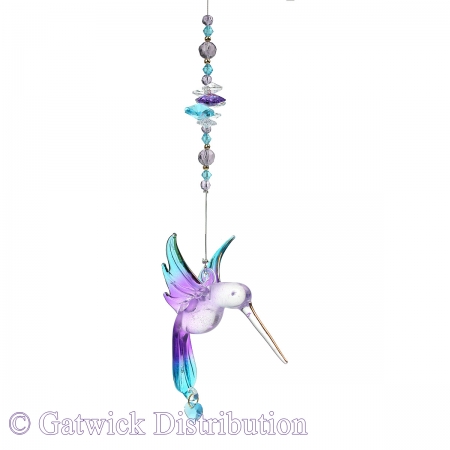 Special - Pastel Hummingbird with Crystal Heart - Beaded