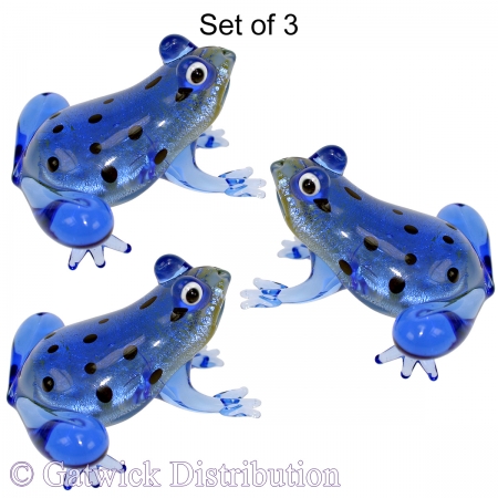 Blue Frogs - set of 3