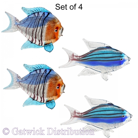 SPECIAL - Dichroic Glass Tropical Fish - set of 4