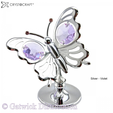 SPECIAL - Crystocraft Mini Butterfly - Silver - Violet